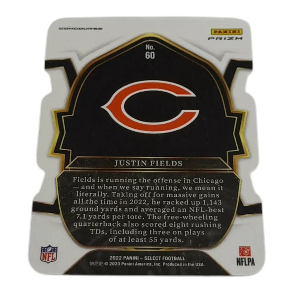 2022 Panini Select Justin Fields Chicago Bears #60 Green Yellow DieCut Prizm NFL